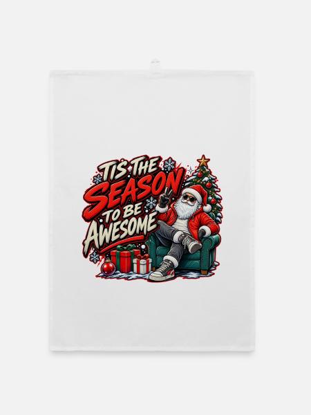 Christmas - Santa tis the season to be awesome - Organic Geschirrtuch - Weiß