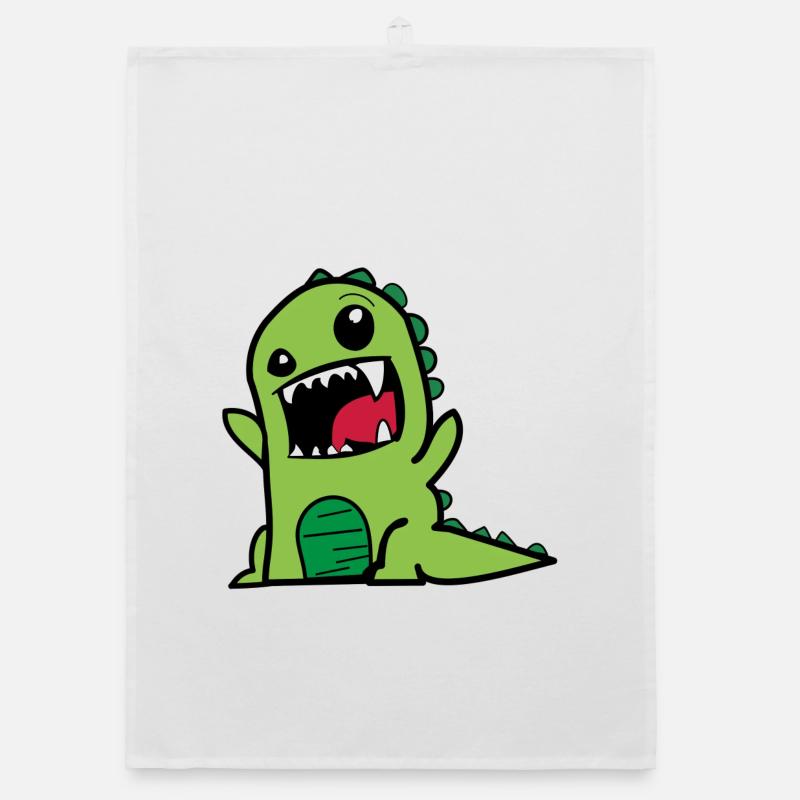 Dinosaure T-Rex Dino Comicstyle en vert Torchon bio