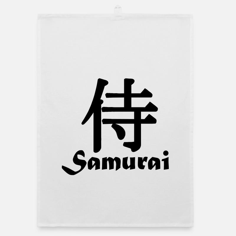 Samurai with text Organic dish towel