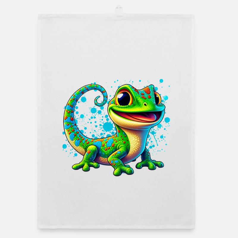 Gecko - Organic Geschirrtuch - Weiß