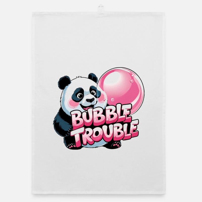 Cute panda with bubble cake Organic dish towel