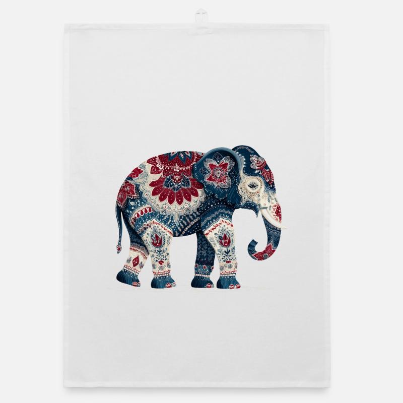 Indigoblauer Elefant Organic Geschirrtuch