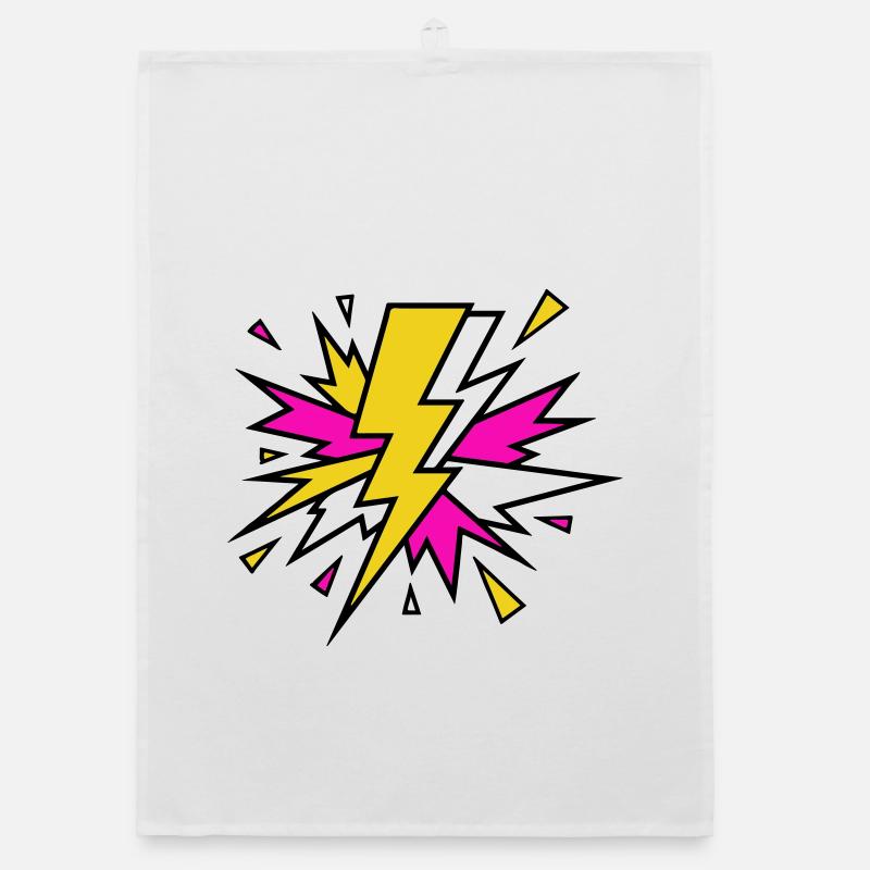 Gelber Strahl Neon-Explosion - Organic Geschirrtuch - Weiß
