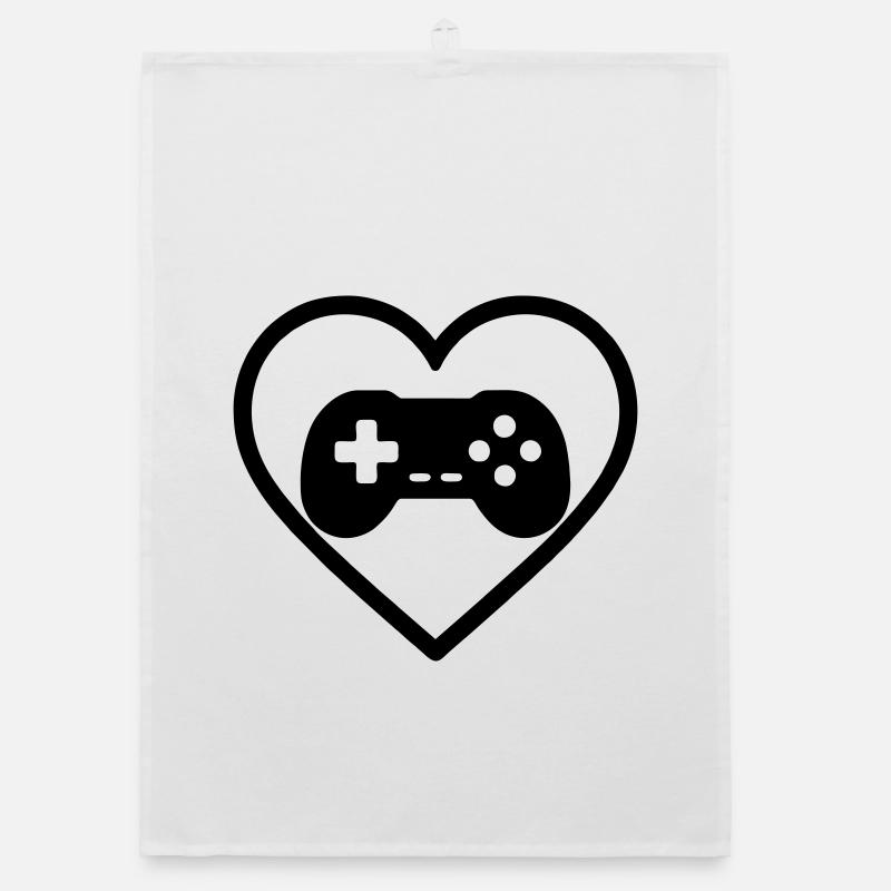 Heart Retrogaming – Vintage-Controller-Design Organic Geschirrtuch