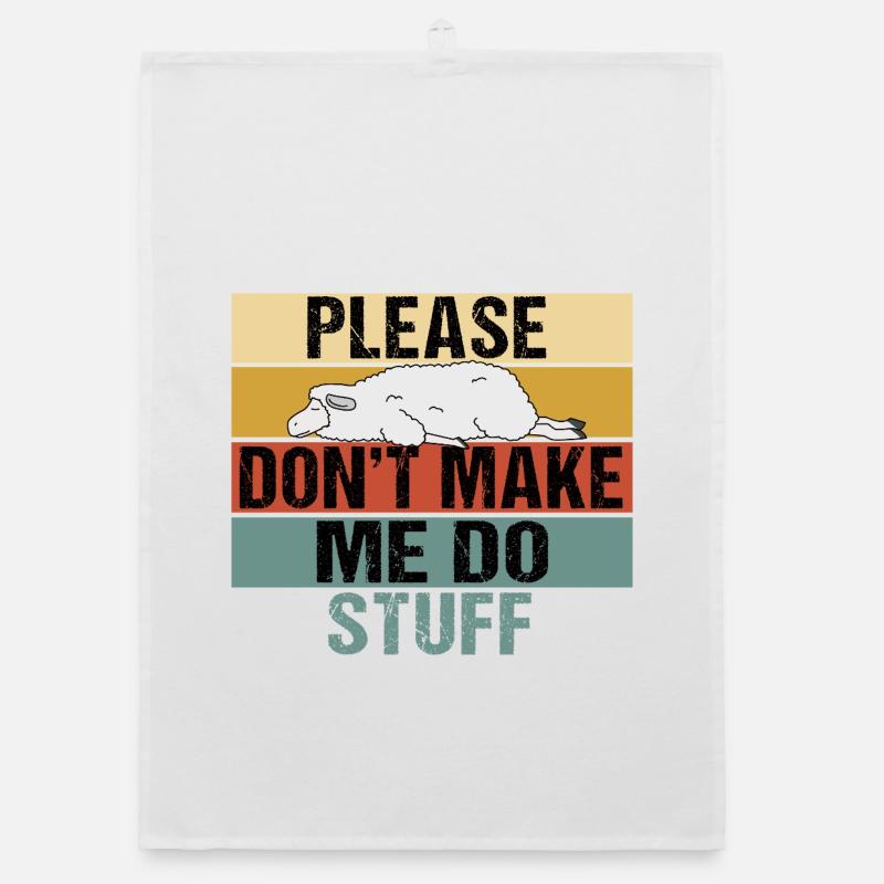 Please Don't Make Me Do Stuff Lazy Sheep Retro Organic dish towel