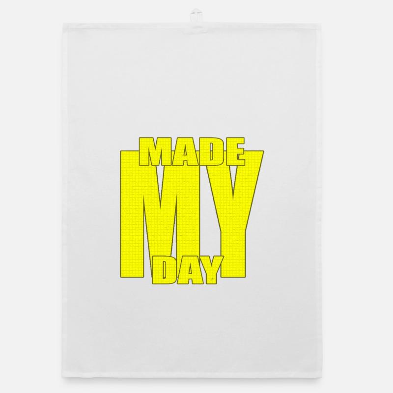 Made My Day Bold Yellow Typography Statement Art Organic dish towel
