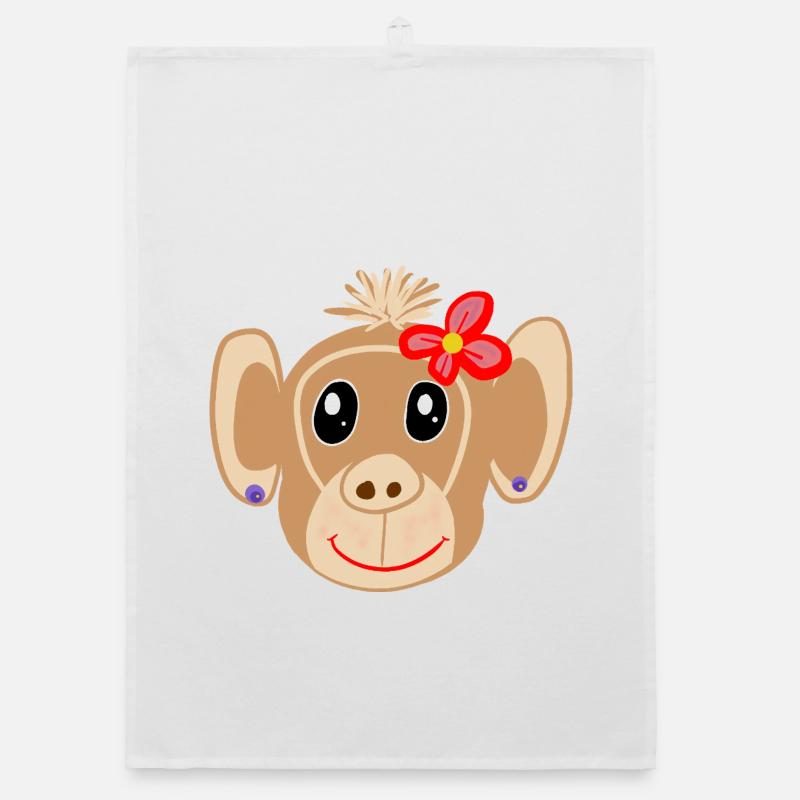 Affe Mädchen Affen Kinder Organic Geschirrtuch