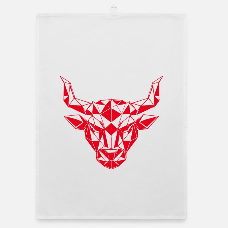 Tête de taureau rouge low-poly Torchon bio