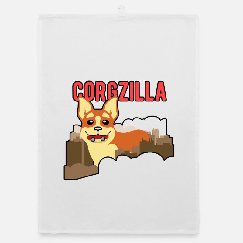Corgzilla Lustiges Corgi Hund Monster Design Organic Geschirrtuch