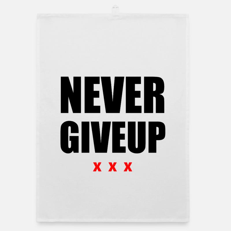 Never Give Up Black/Red Organic dish towel