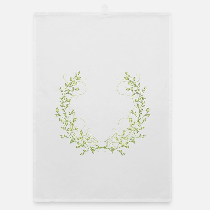 delicately bright green branches with fine lines Organic dish towel