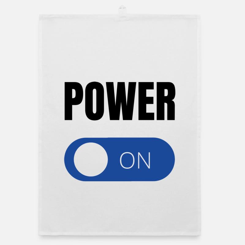 Blauer Toggle ON Design Power Motivation Energie Organic Geschirrtuch