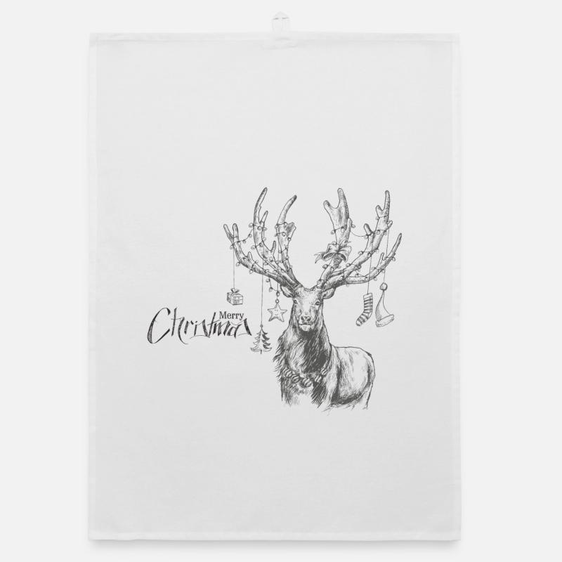 Cerf de Noël avec cadeaux Torchon bio