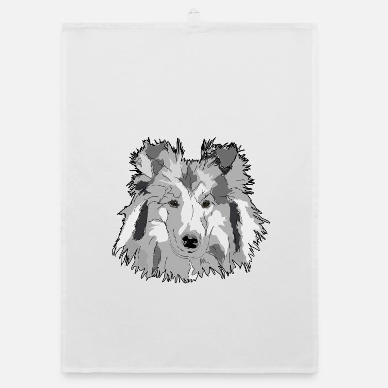 Collie - Organic Geschirrtuch - Weiß