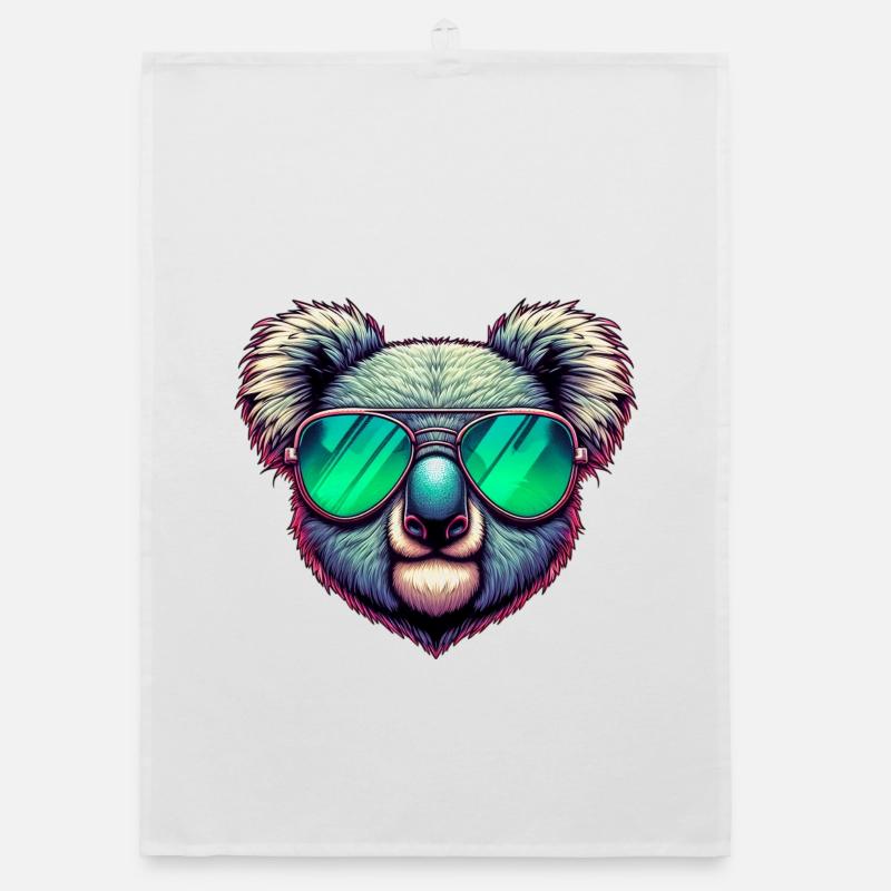 Koala with green sunglasses Organic dish towel