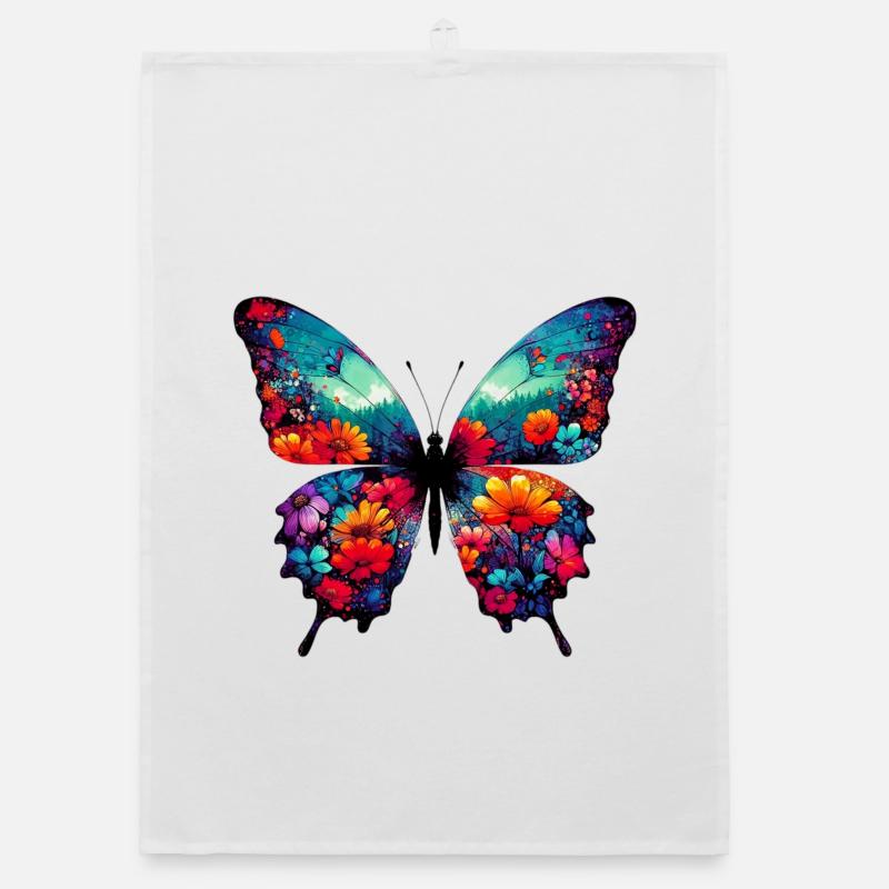 Schmetterling - Organic Geschirrtuch - Weiß