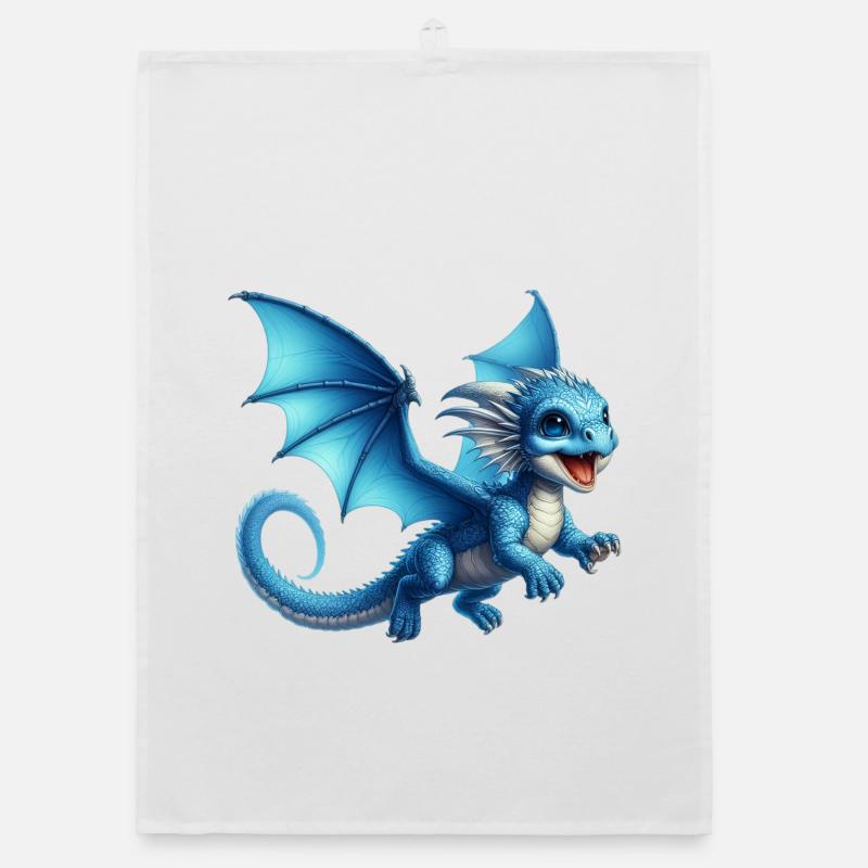 Drache - Organic Geschirrtuch - Weiß