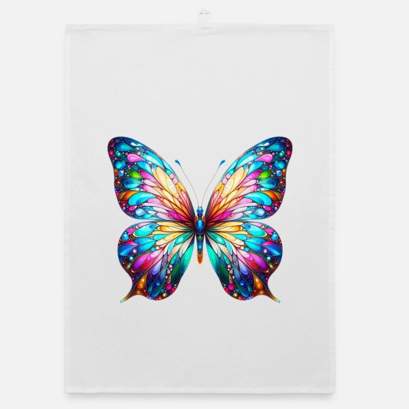 Schmetterling - Organic Geschirrtuch - Weiß