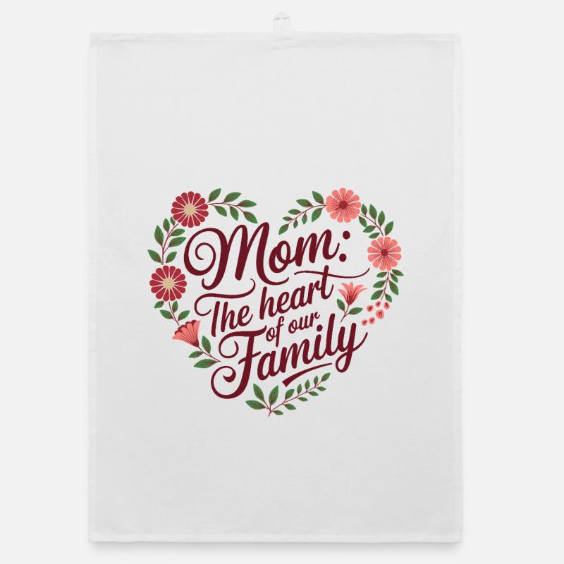 Mama: Das Herz unserer Familie - Geschenk zum Muttertag Organic Geschirrtuch