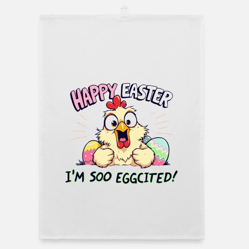 happy easter i am eggcited Organic dish towel