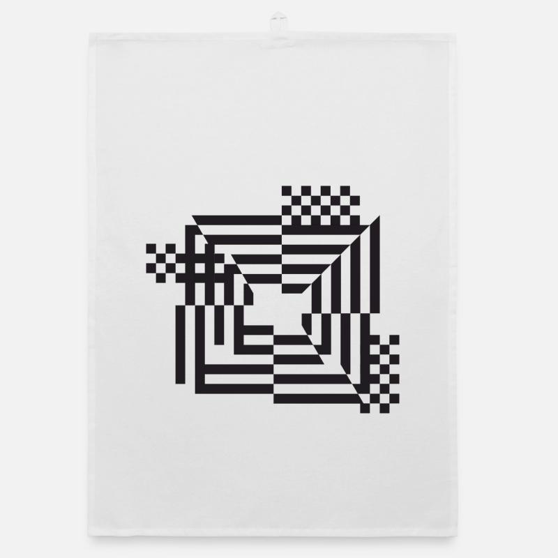 Labyrinth Grid Monochrome Organic dish towel