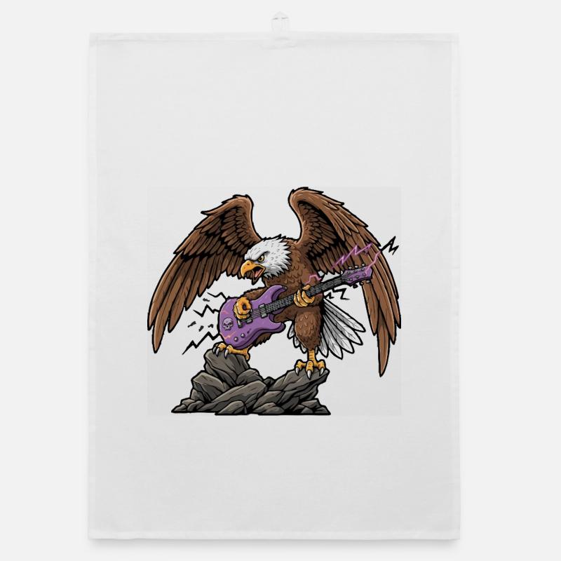 Aigle avec guitare violette sur rocher Torchon bio