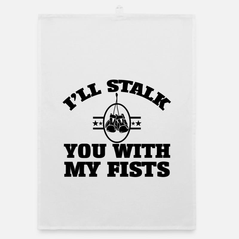 BOXER, JE VAIS TE TRAQUER AVEC MES POINGS Torchon bio