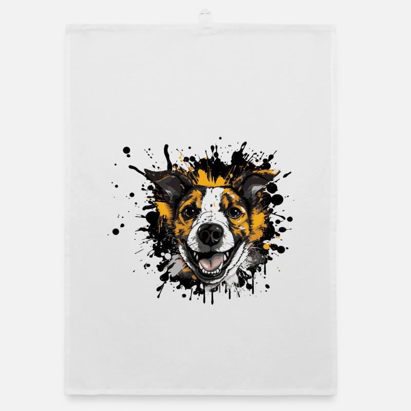 Beagle Spritz Porträt - Organic Geschirrtuch - Weiß