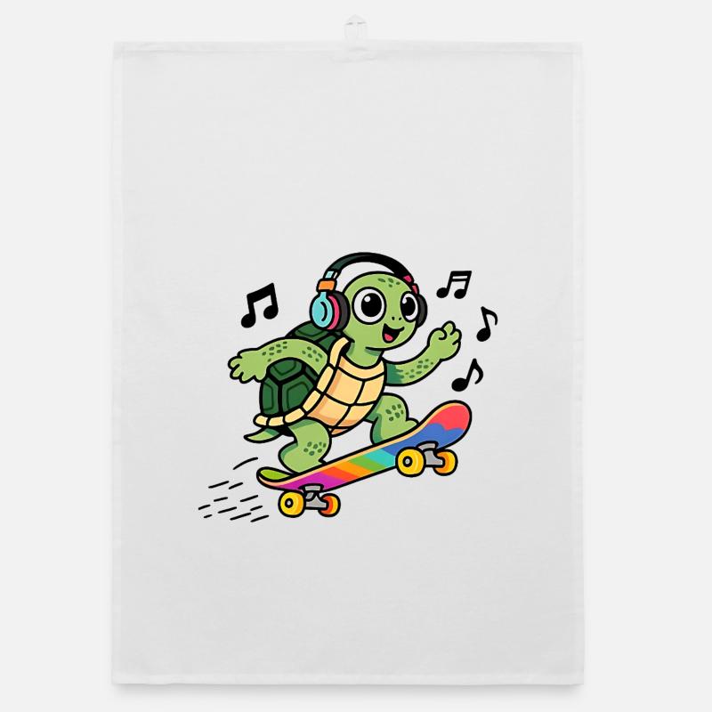 Turtle fun on Rainbow Skate Organic dish towel