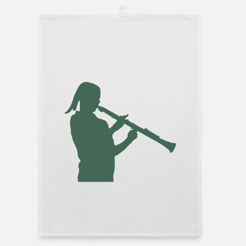 Wind Silhouette with Recorder Organic dish towel