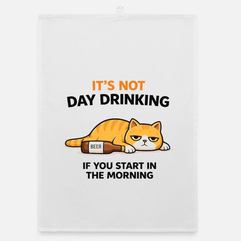 Morning Cat Day Drinking Meme Organic dish towel