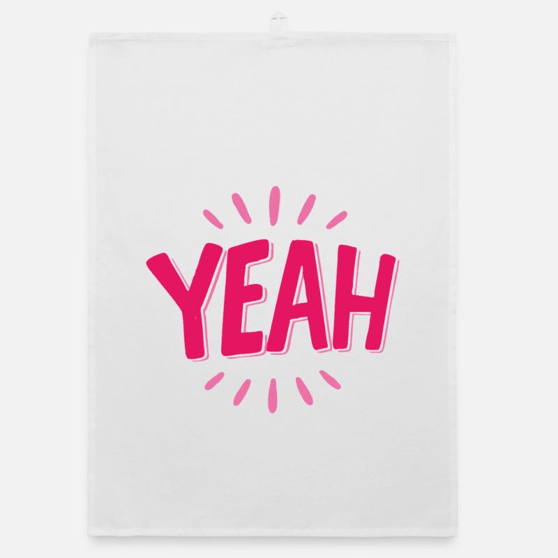 Yeah Pink Schriftzug mit Strahlen Torchon bio