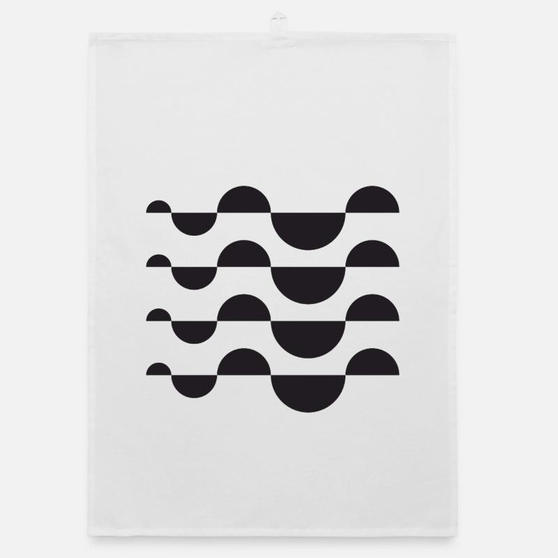 Monochrome Wave Circle Grid Organic dish towel