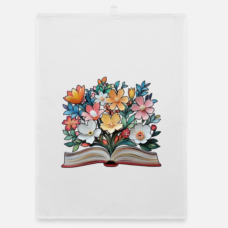Livre et fleurs Torchon bio