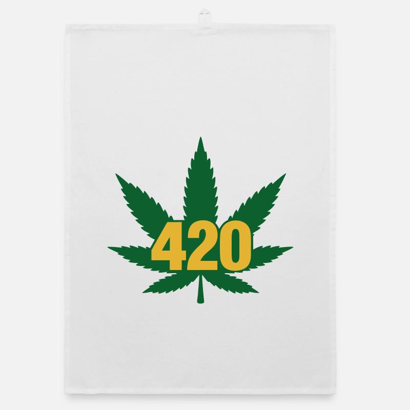 420 Cannabis Leaf Emblem Organic dish towel