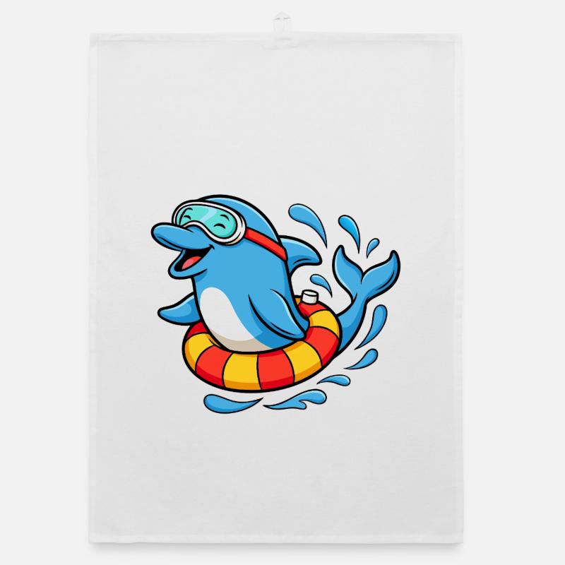 Delfin Schwimmspaß Organic Geschirrtuch