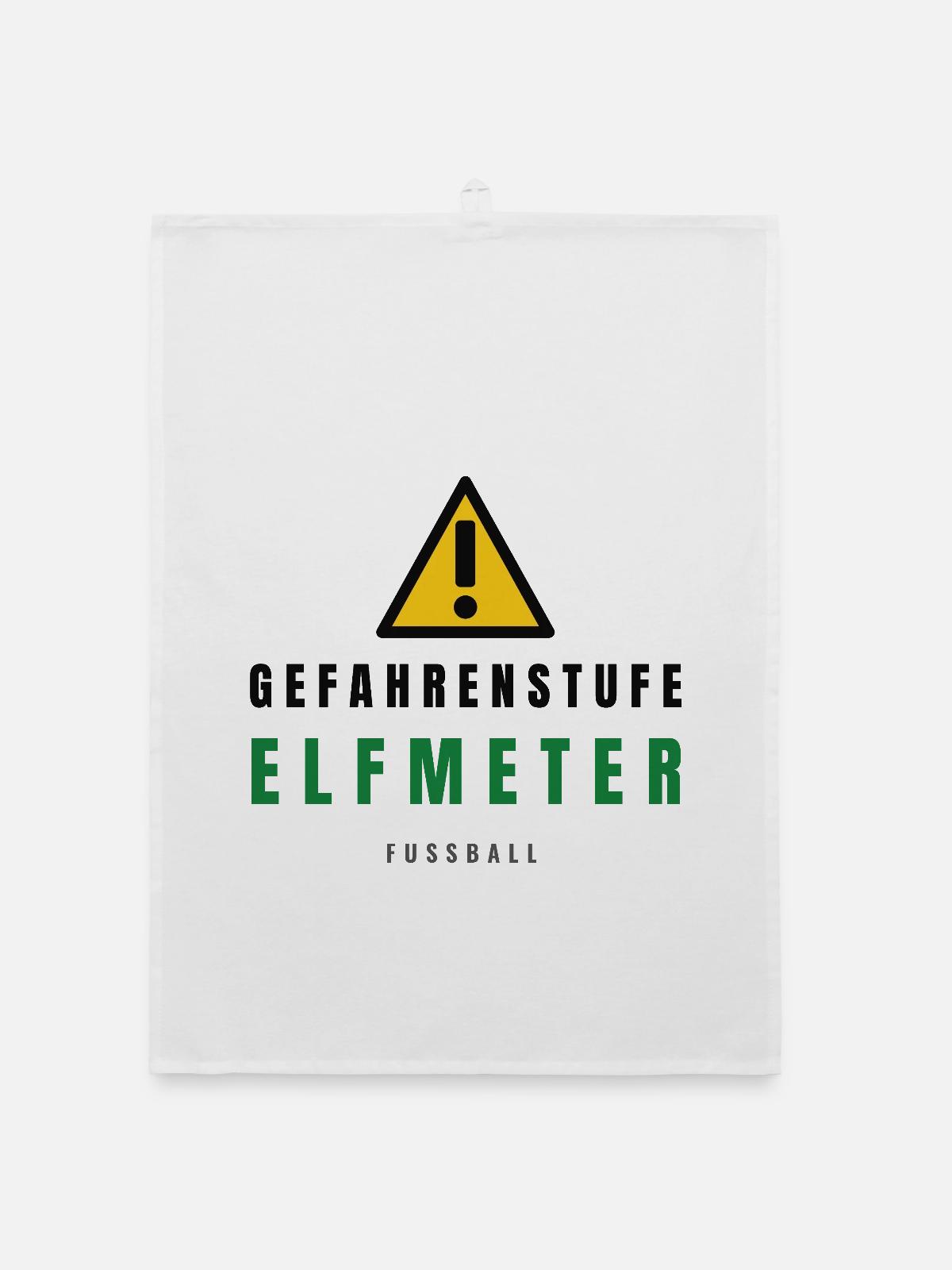 Gefahrenstufe Elf Meter Fußball - Organic Geschirrtuch - Weiß - Vorne