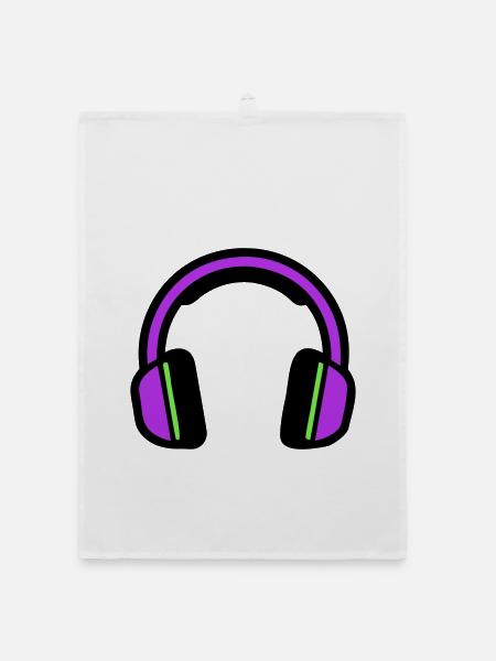 Silhouette musicale des écouteurs - Torchon bio - blanc - Devant