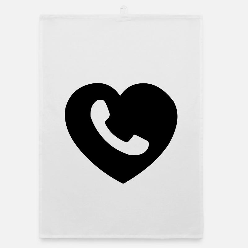 Herz oder Herz mit Telefon ausgeschnittenen Schatten Organic Geschirrtuch