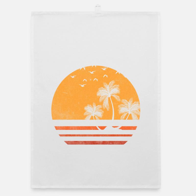 Palm Sunset Silhouette Organic dish towel