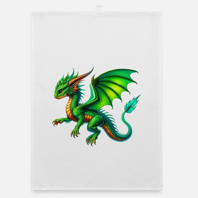 Drache - Organic Geschirrtuch - Weiß