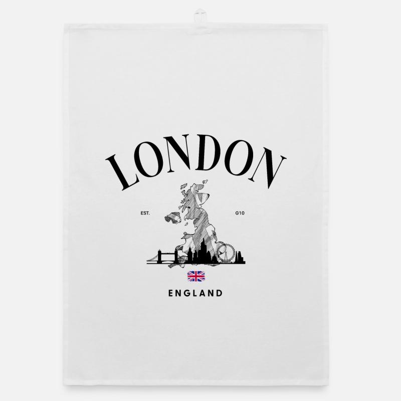 Tiny Union Jack Accent on Black Organic dish towel