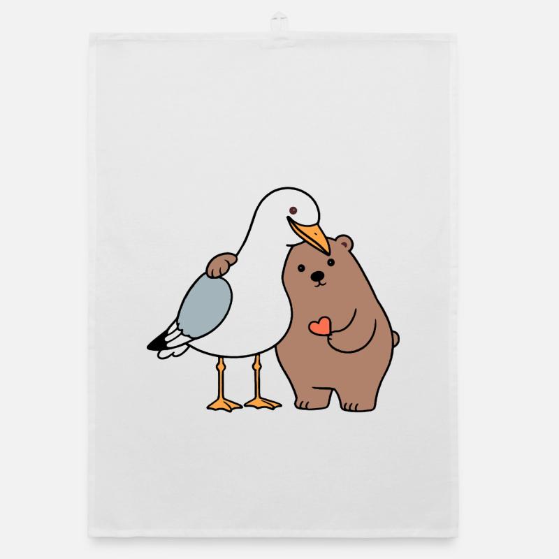 Nordsee Möwe Braun Bär Freundschaft Liebe anlehnen Organic Geschirrtuch