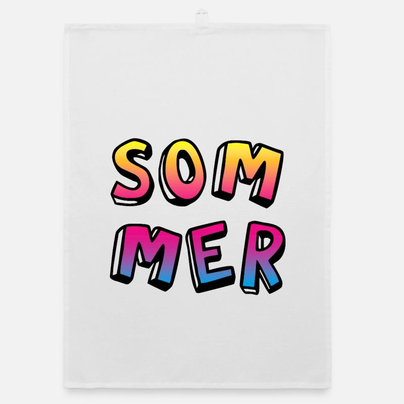 Summer Colorful Comic Style Gradient Fun Camp Organic dish towel