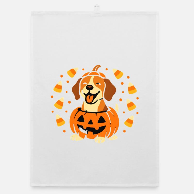 Beagle Citrouille Joyeuse Torchon bio