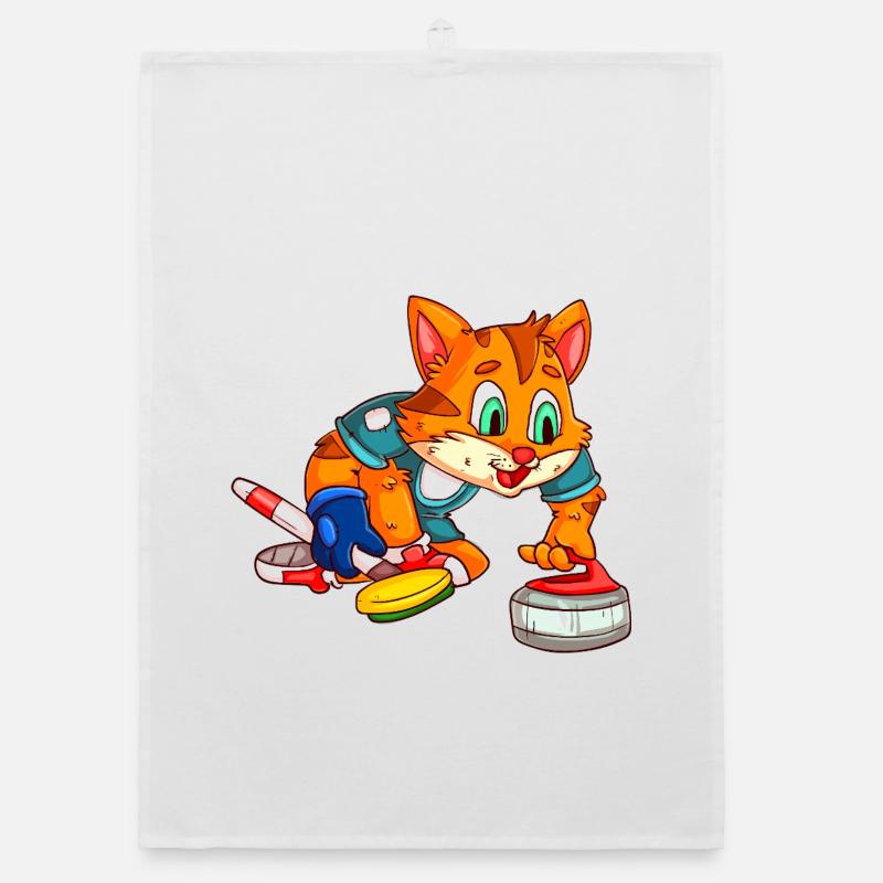 Chat Curling / Joueur de Curling Chat Torchon bio