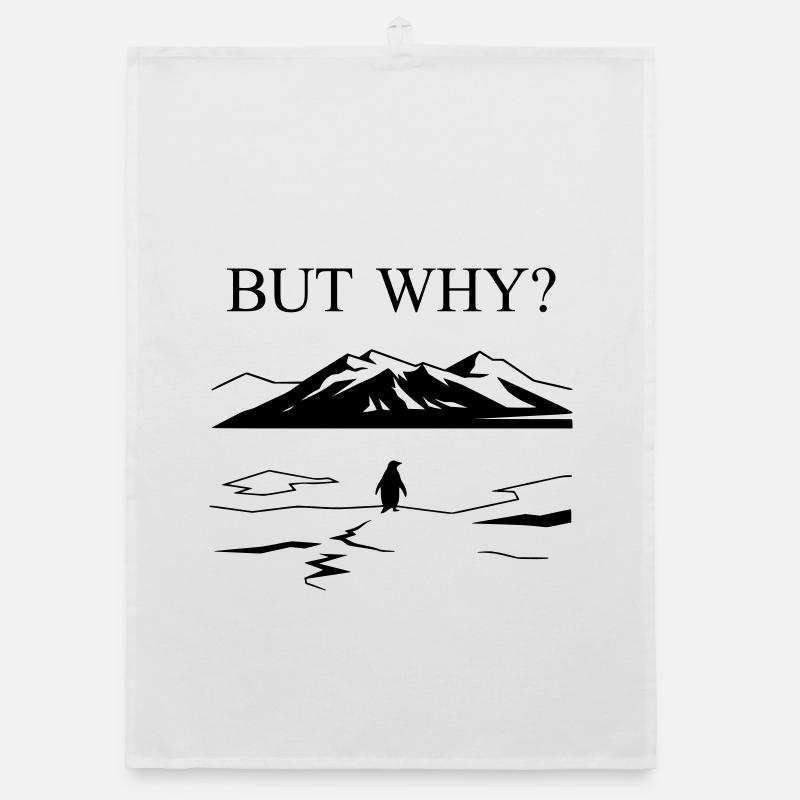 But Why Penguin Meme Minimalist Art Organic dish towel