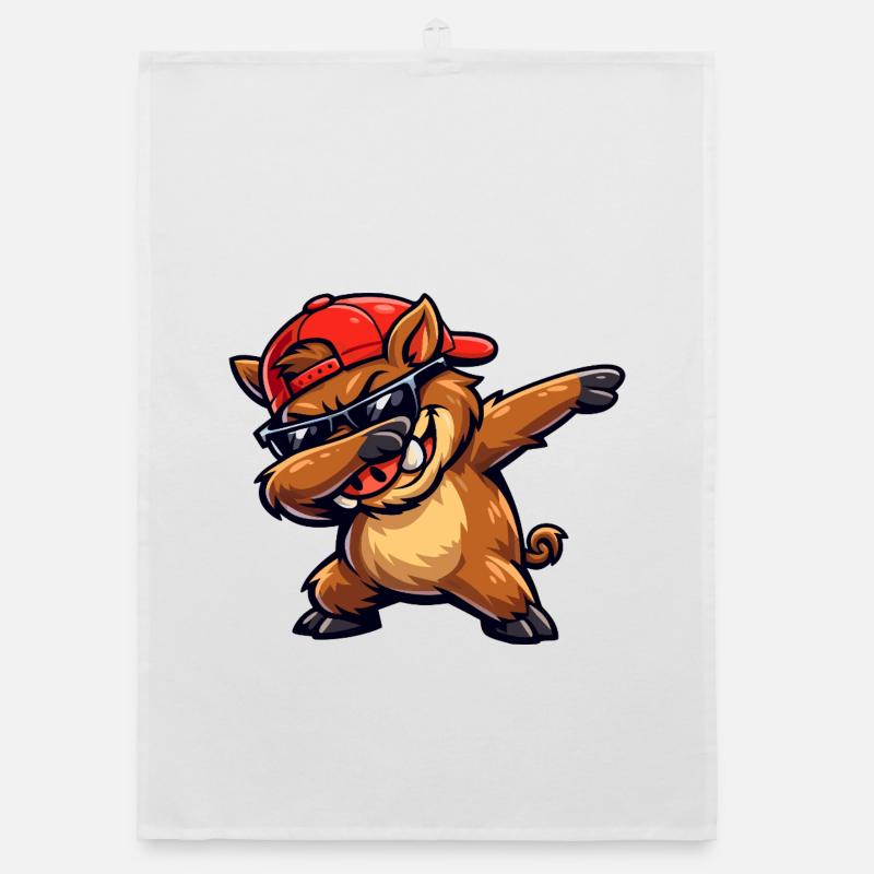 Dabbing Warthog Organic dish towel
