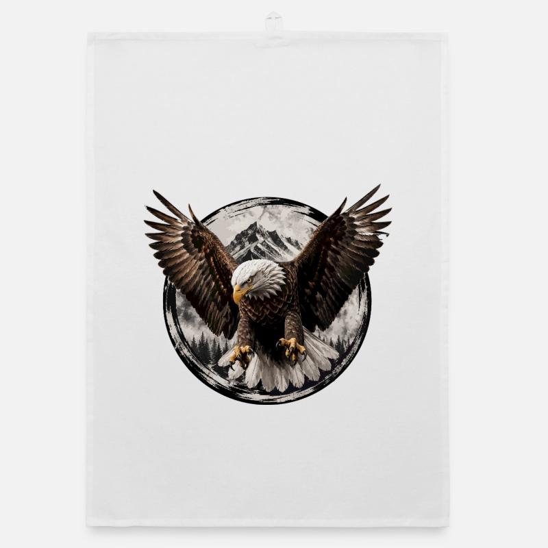 Eagle Tower over Mountain Moon Organic dish towel
