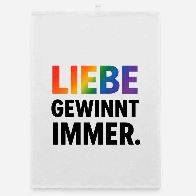 Regenbogen Spruch Liebe Gewinnt Immer Organic Geschirrtuch